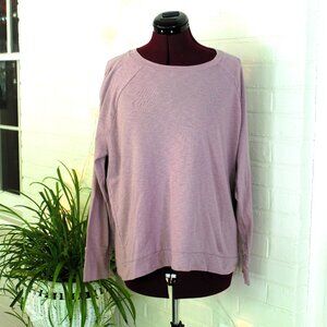 Banana Republic Light Pink Raglan Cotton Long Sleeve Slub Knit Top Size Large